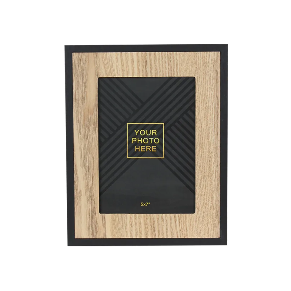 Splendid Ramă foto Davos, MDF, 21 x 26 cm, negru cu elemente din lemn