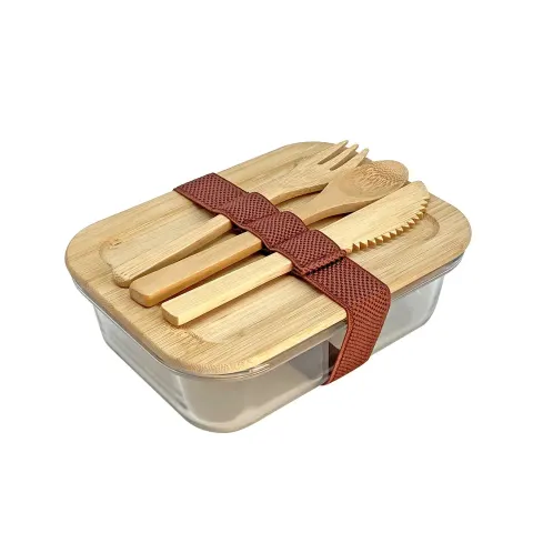 Recipient Nature Food, sticlă, cu tacâmuri incluse, 17.2 x 12.5 x 6 cm, 700 ml