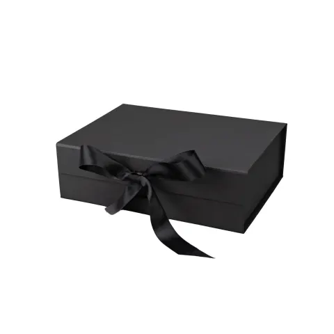 Office 1 Cutie de cadou, cu închidere magnetică, pliabilă, 26 x 23 x 9.5 cm, negru