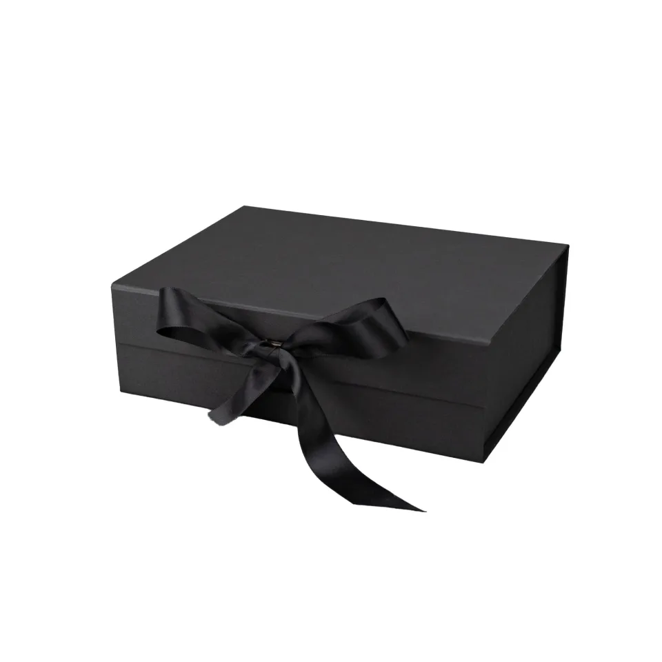 Office 1 Cutie de cadou, cu închidere magnetică, pliabilă, 26 x 23 x 9.5 cm, negru