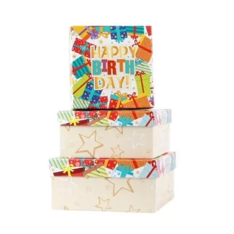 Cutie de cadou Happy Birthday, cadouri, 3 buc.