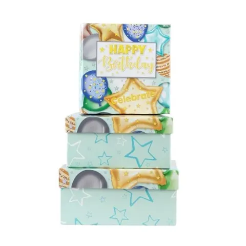 Cutie de cadou Happy Birthday, baloane, set de 3