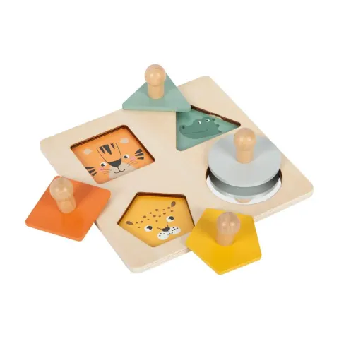 Small Foot Montessori Puzzle - forme, animale și oglindă