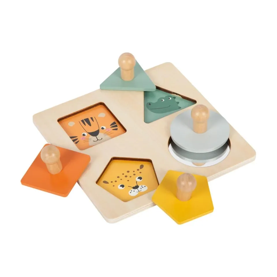 Small Foot Montessori Puzzle - forme, animale și oglindă