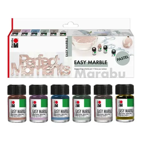 Vopsele Marabu Marble, pastel, 15 ml, set de 6