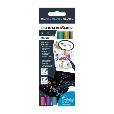 Eberhard Faber Marker Metallic, duo, 6 culori