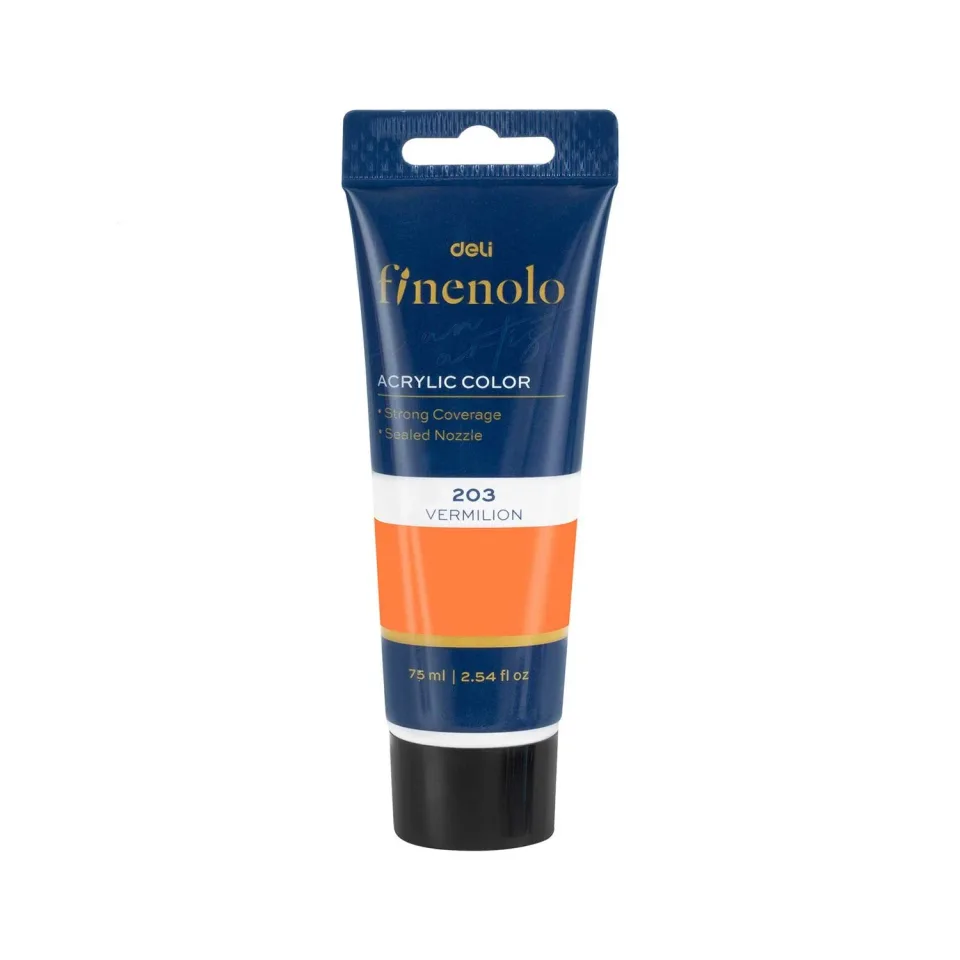 Vopsea acrilică Deli Finenolo, tub, 75 ml, vermilion