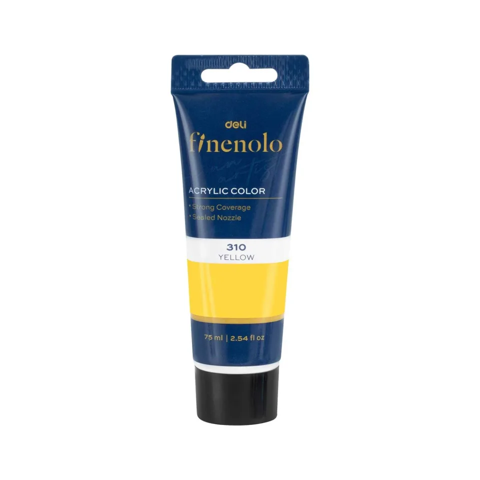 Vopsea acrilică Deli Finenolo, tub, 75 ml, galben