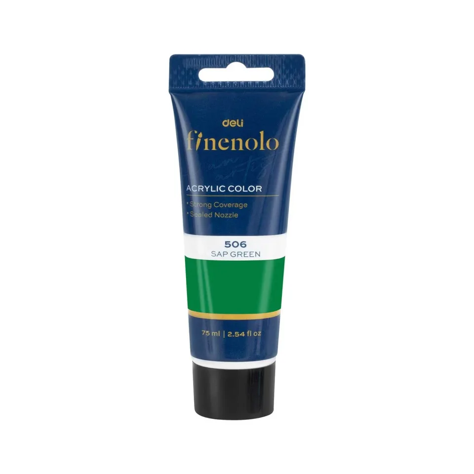 Vopsea acrilică Deli Finenolo, tub, 75 ml, verde