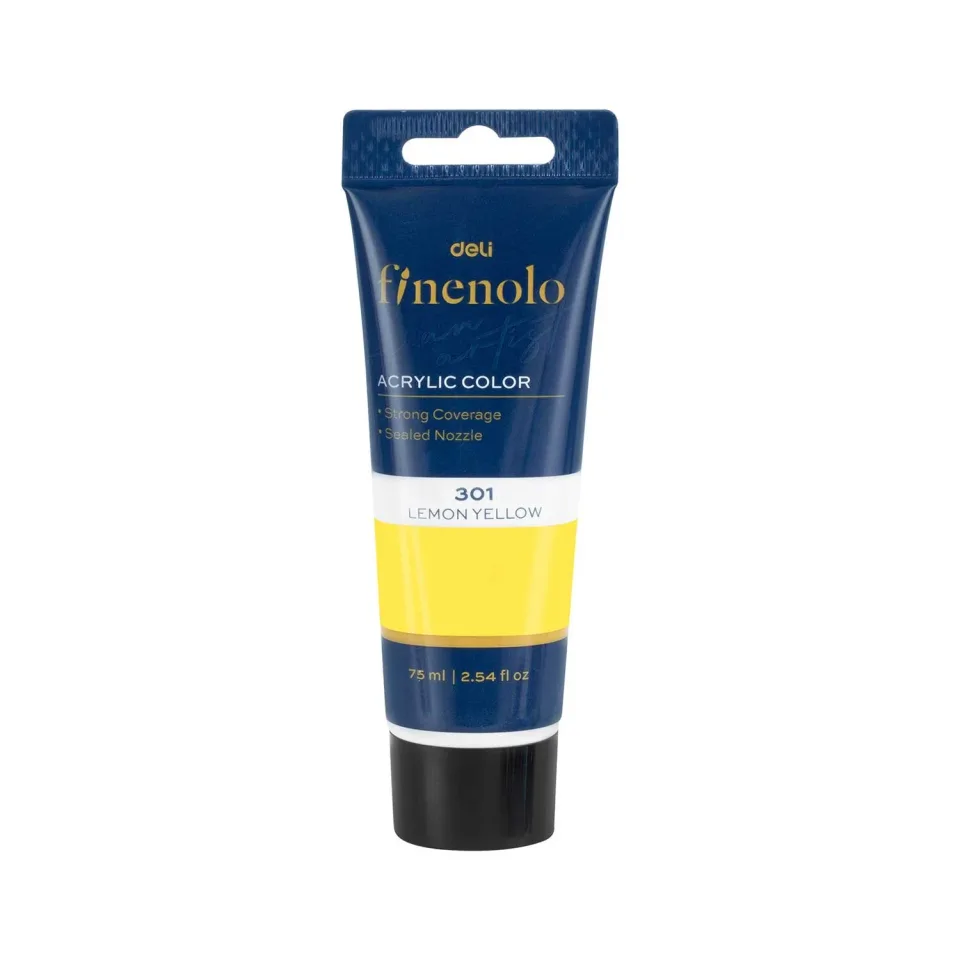 Deli Vopsea acrilică Finenolo, tub, 75 ml, galben lămâie