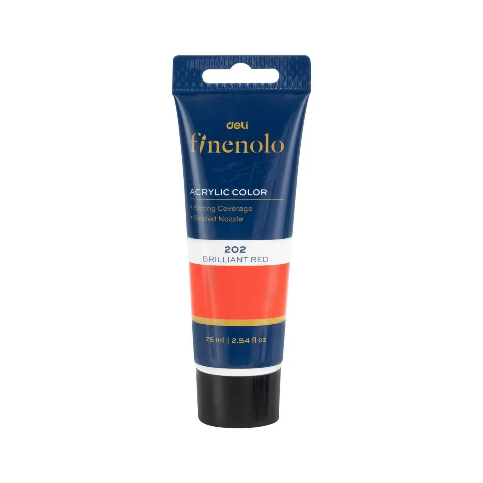 Vopsea acrilică Deli Finenolo, tub, 75 ml, roșu intens