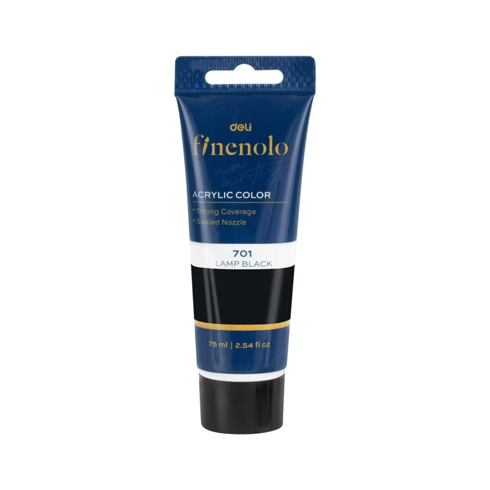 Vopsea acrilică Deli Finenolo, tub, 75 ml, negru