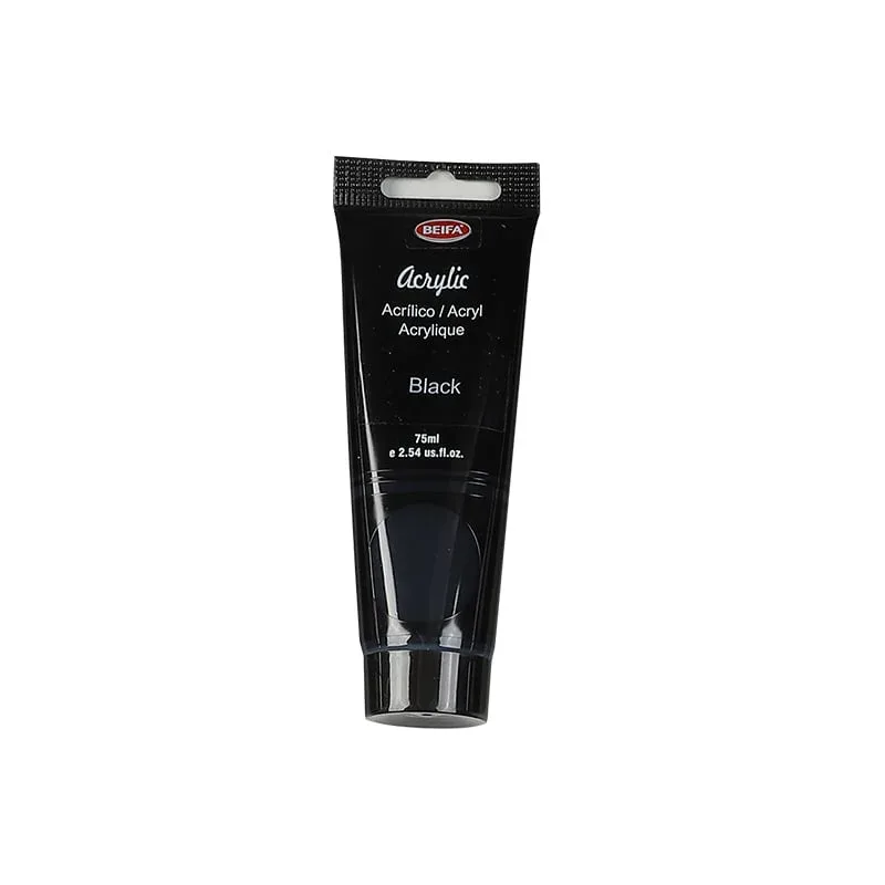 Vopsea acrilică Beifa, tub, 75 ml, negru