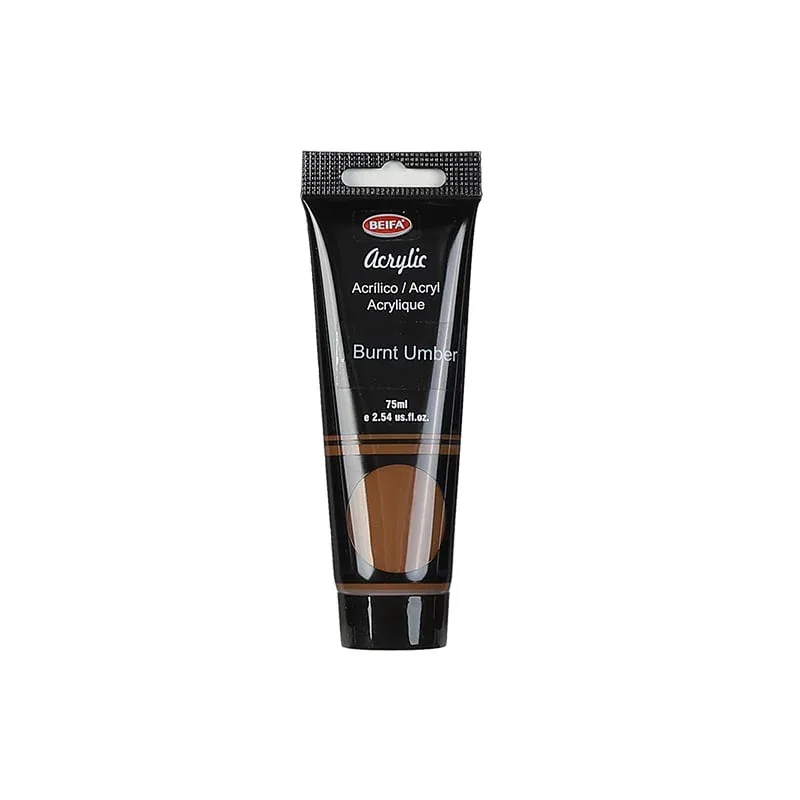 Vopsea acrilică Beifa, tub, 75 ml, maro