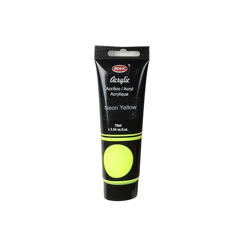 Vopsea acrilică Beifa, tub, 75 ml, galben neon