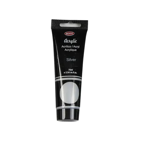 Vopsea acrilică Beifa, tub, 75 ml, argintiu
