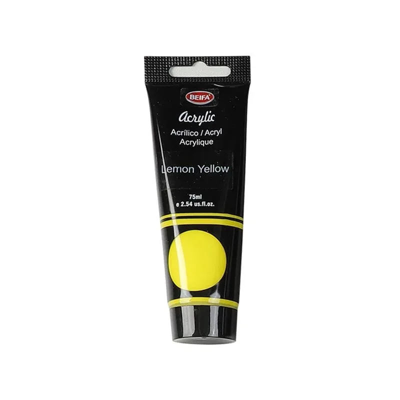 Beifa Vopsea acrilică, tub, 75 ml, galben