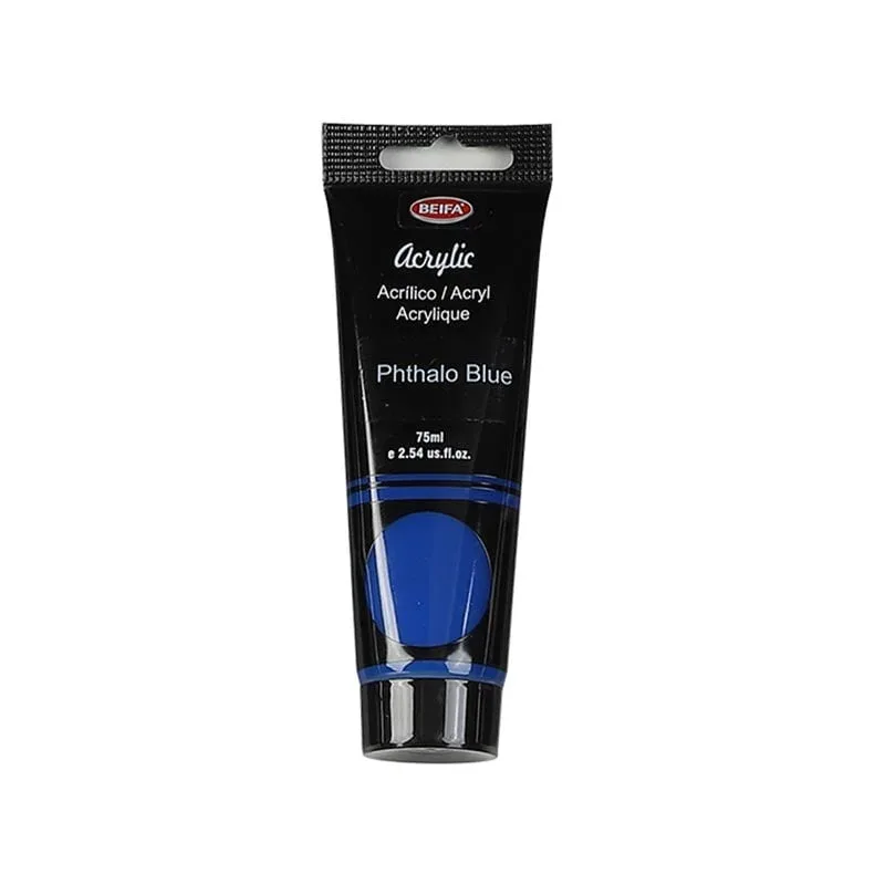 Beifa Vopsea acrilică, tub, 75 ml, albastru ftalo