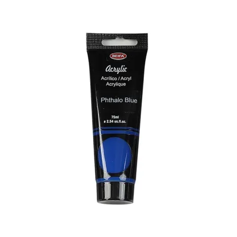 Beifa Vopsea acrilică, tub, 75 ml, albastru ftalo