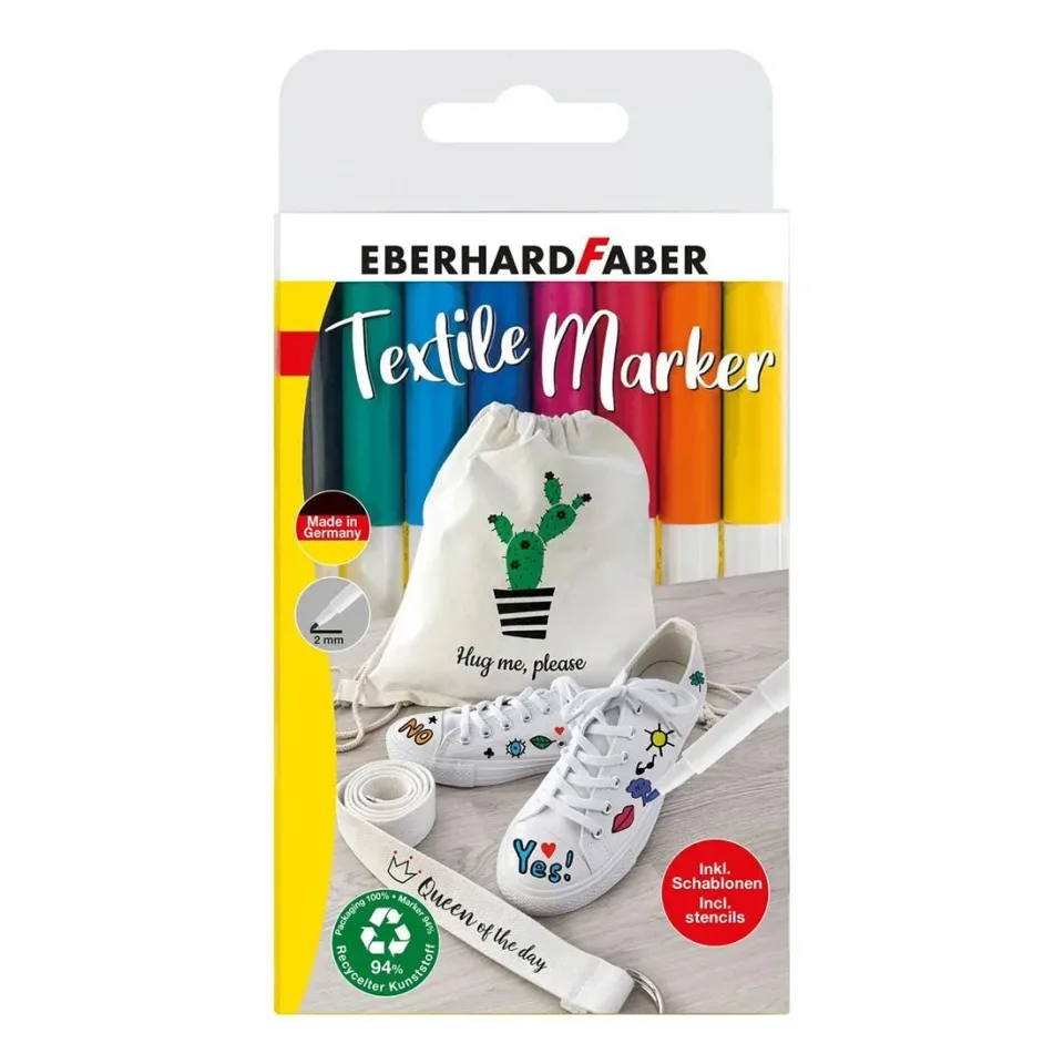 Eberhard Faber Marker textil, cu șabloane, 8 culori