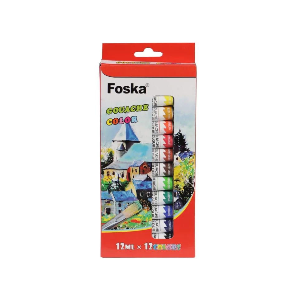 Foska Vopsele tempera, profesionale, tuburi, 12 ml, 12 culori