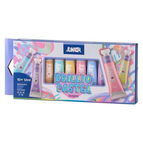 Junior Brillio Vopsele tempera, tuburi 12 ml, 10 culori pastel