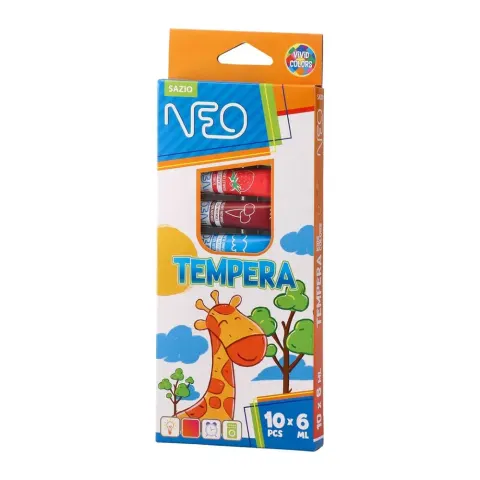 Sazio Fantasy Vopsele tempera, tuburi 6 ml, 10 culori