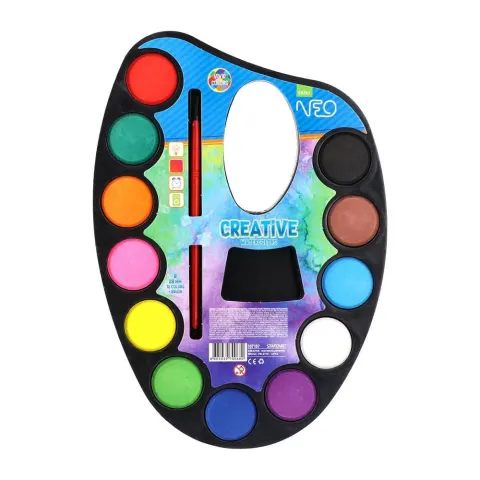 Sazio Creative Acuarele, cu paletă și pensulă, 12 culori