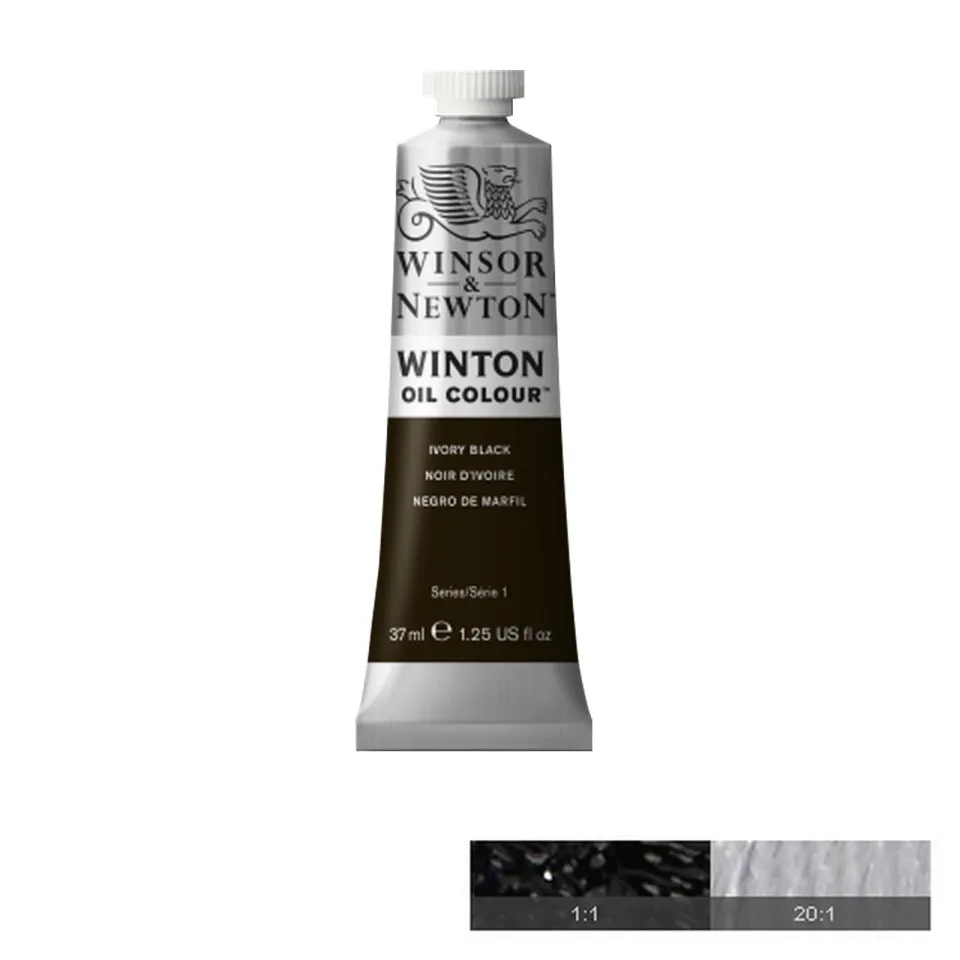 Winton Vopsea de ulei, Ivory Black, 37 ml