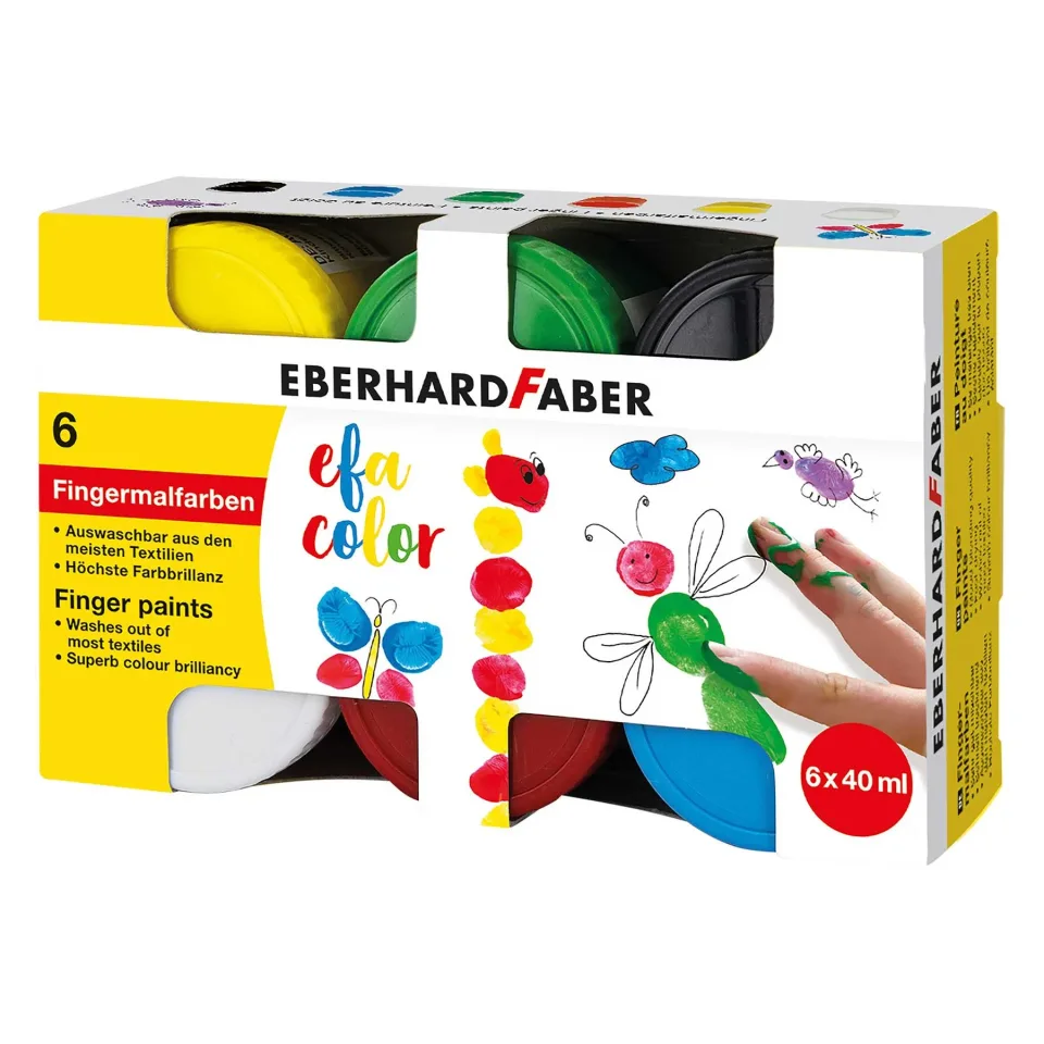 Eberhard Faber Vopsele pentru pictat cu degetele, 6 culori x 40 ml