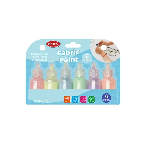 Vopsele textile Beifa DD39-6C, 6 culori x 18 ml
