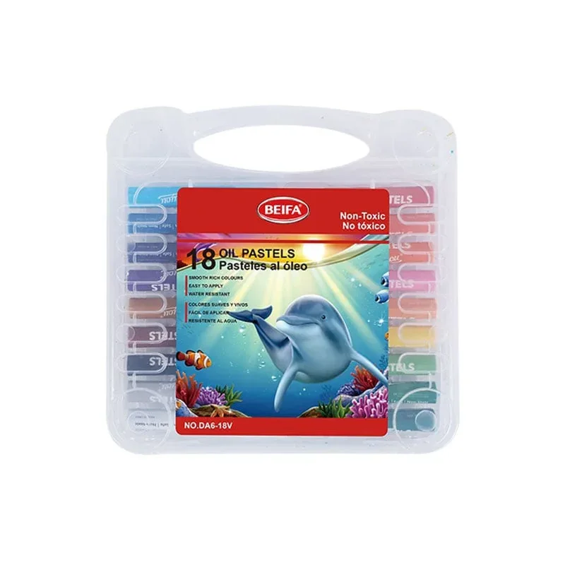 Beifa pasteluri uleioase DA6-18V, hexagonale, în cutie din plastic, 18 culori