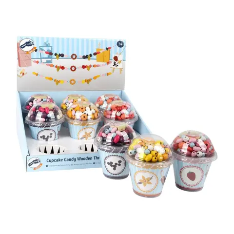 Small Foot Mărgele pentru șiruri, formă de cupcake, 9 piese în display