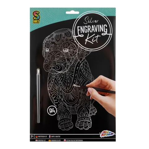 Moxy Set de răzuit Câine, A4, argintiu
