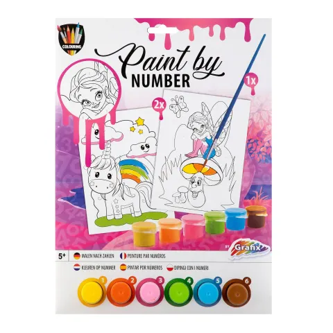 Moxy Set de pictat după numere, A4, 2 șabloane, roz