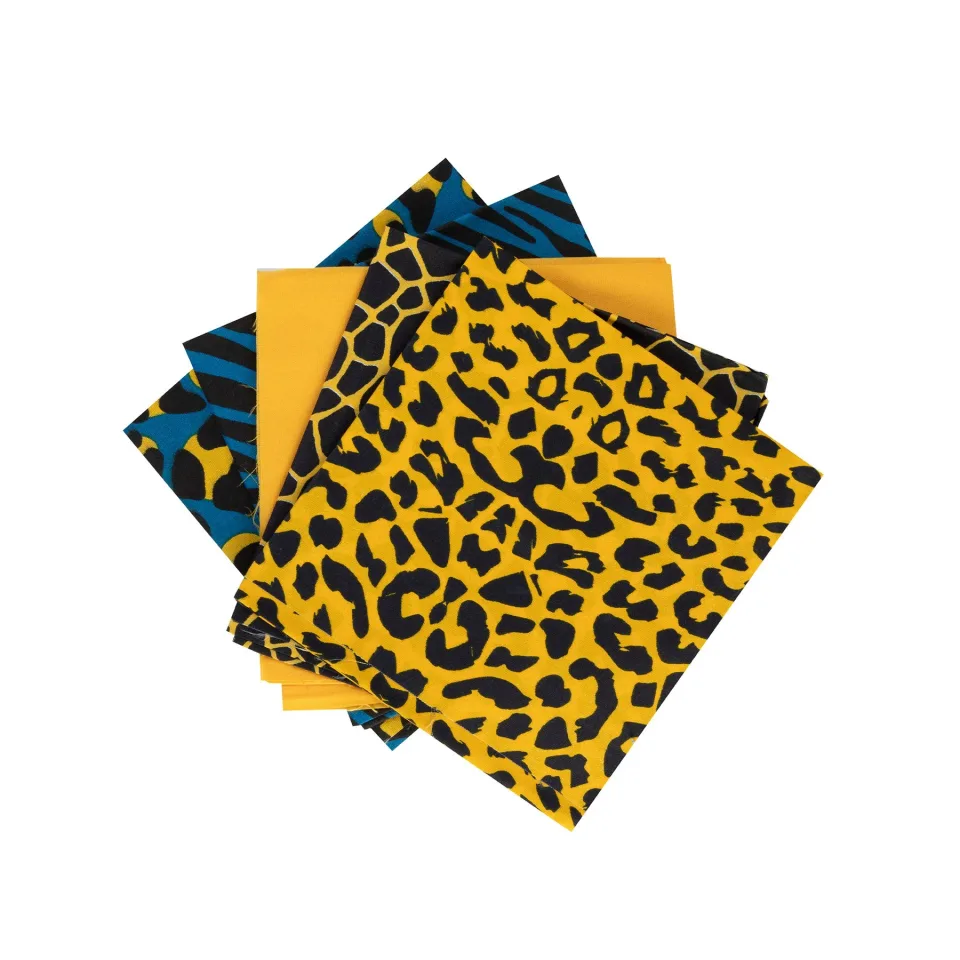 Craft ID Material textil cu modele de animale, 100% poliester, 50 x 50 cm, 5 bucăți