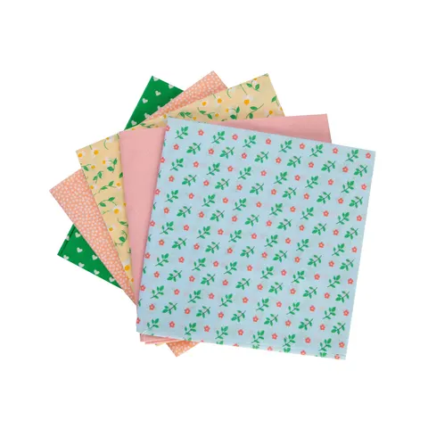 Craft ID Material textil cu flori și inimi, 100% poliester, 50 x 50 cm, 5 buc.