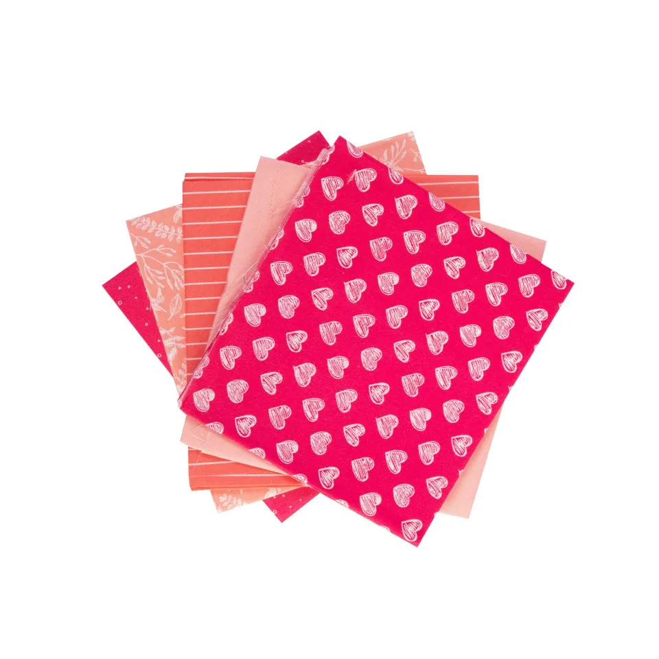 Craft ID Material textil cu modele roz, 100% poliester, 50 x 50 cm, 5 bucăți