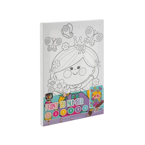 Moxy Pânză de pictat Prințesă, după numere, cu pensulă și vopsele, 297 x 195 mm