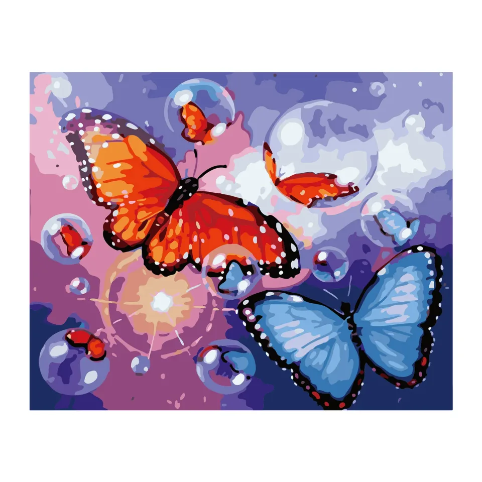 Set Pictură după Numere Foska Fluturi, 40 x 50 cm