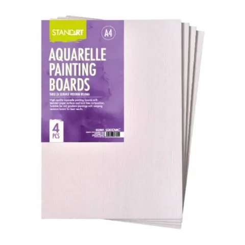Pânză pentru acuarelă montată pe suport Standard, A4, 4 bucăți