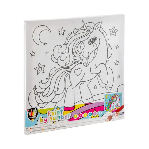 Set Moxy Paint după numere Unicorn, cu 6 vopsele și 2 pensule