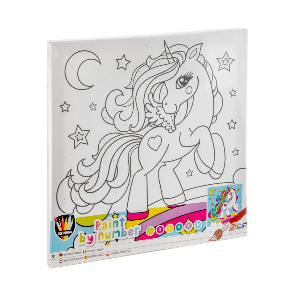 Set Moxy Paint după numere Unicorn, cu 6 vopsele și 2 pensule