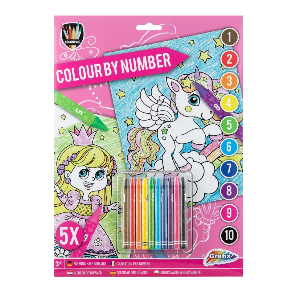 Set de pictură după numere Moxy pentru fete, A4, 5 coli, cu pasteluri incluse