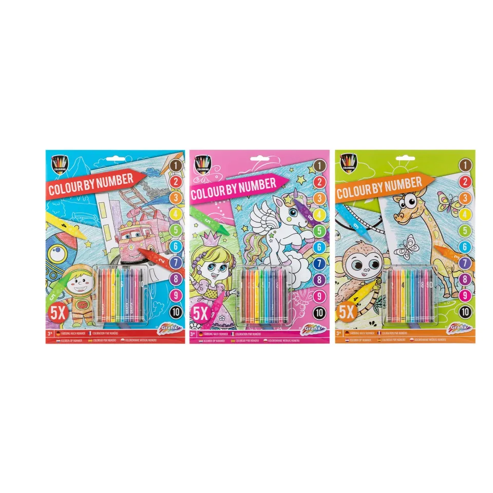 Set Moxy de pictură după numere, A4, 5 foi, cu pasteluri incluse, 24 piese