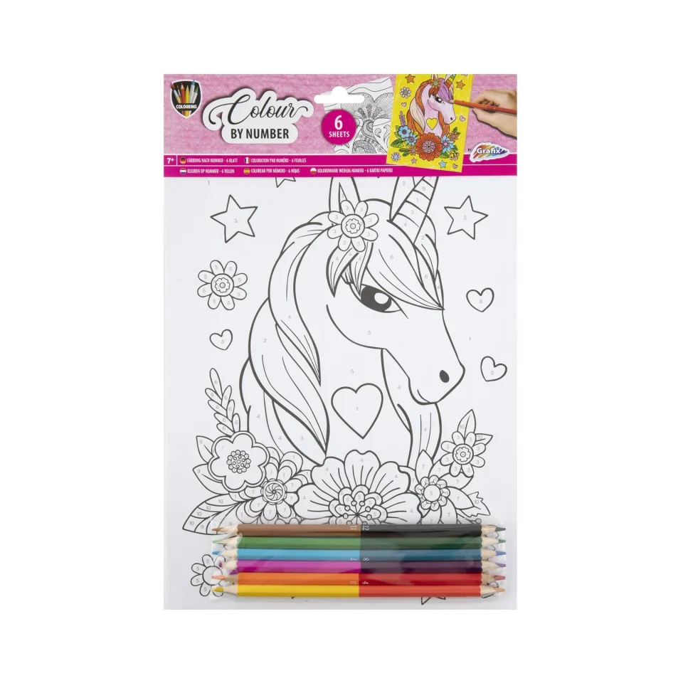 Moxy Pictură după numere Unicorn, A4, cu 6 creioane, 6 foi