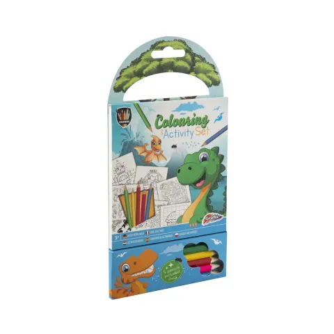 Carte de colorat și activități Moxy Dinosaur, cu 5 creioane