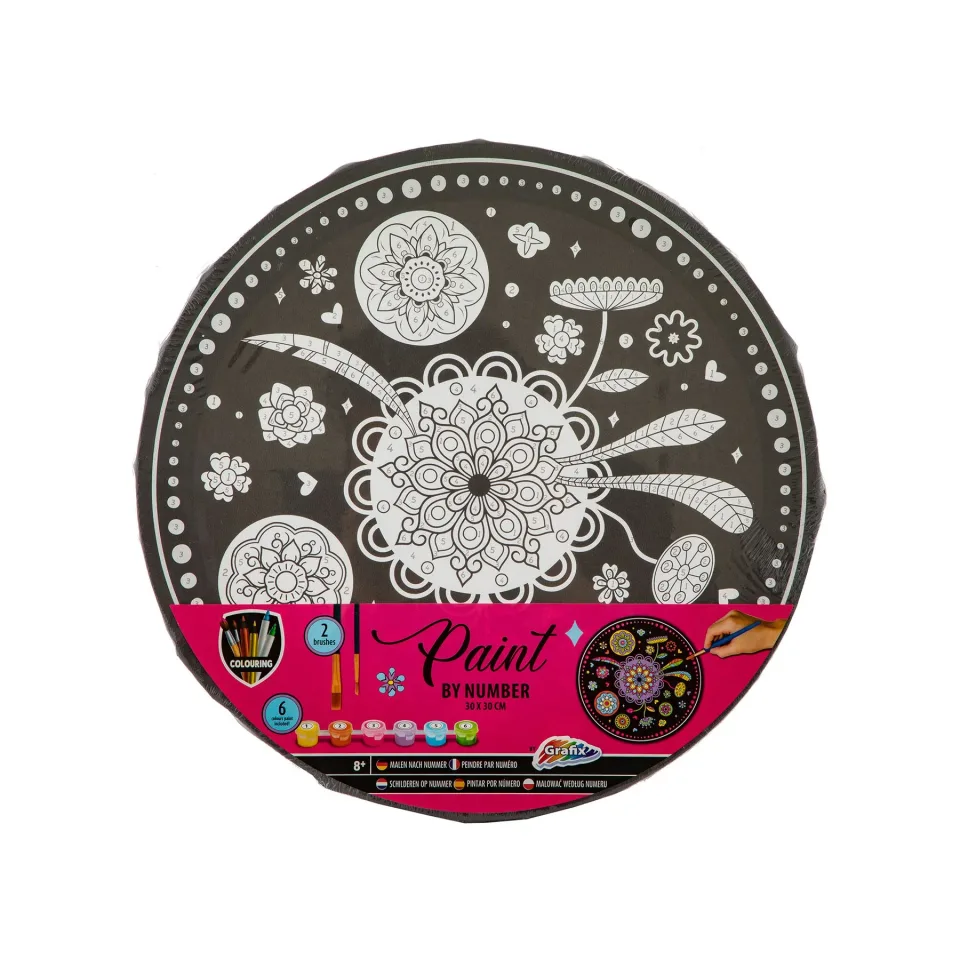 Moxy Pictură-pe-Numere Mandala, cu 6 vopsele, rotund, 30 cm