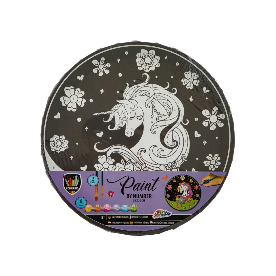 Moxy Paint după Numere Unicorn, cu 6 Culori, Rotund, 30 cm