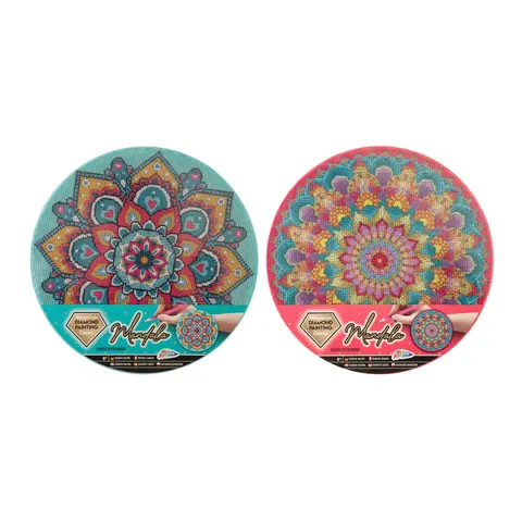Pânză pentru pictură cu mărgele Moxy Mandala, rotundă, asortată, 24 buc.